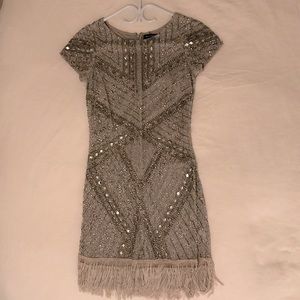 Aidan Mattox Hand beaded Silver Dress